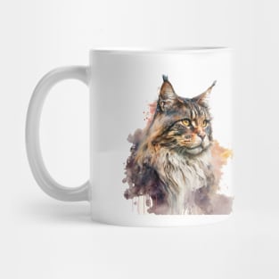 Maine Coon Cat Watercolour Painting Mug